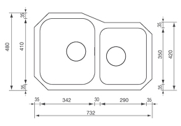 cinzia undertop 73,2 x 48 2V welded bowl